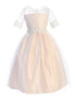 Girls Multi Color Sequin Floral Lace Crystal Tulle Tea Length Flower Girl Dress 2-16 - SophiasStyle.com
